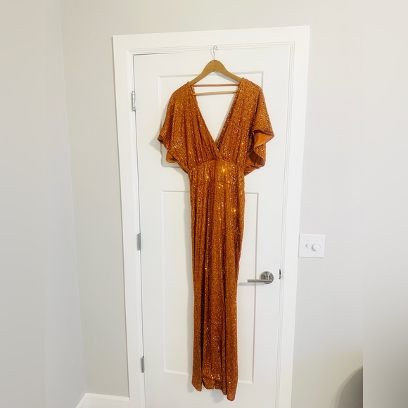 Rust Kimono Sleeve Maxi Occassion Dress - Picture 12 of 16